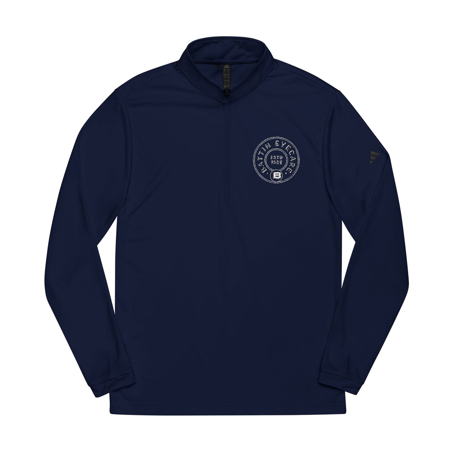 Crest Embroidered Adidas® Quarter-Zip Pullover: Navy