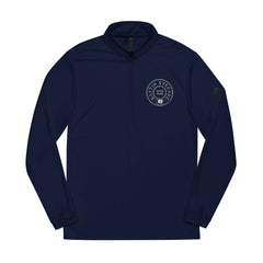 Crest Embroidered Adidas® Quarter-Zip Pullover: Navy