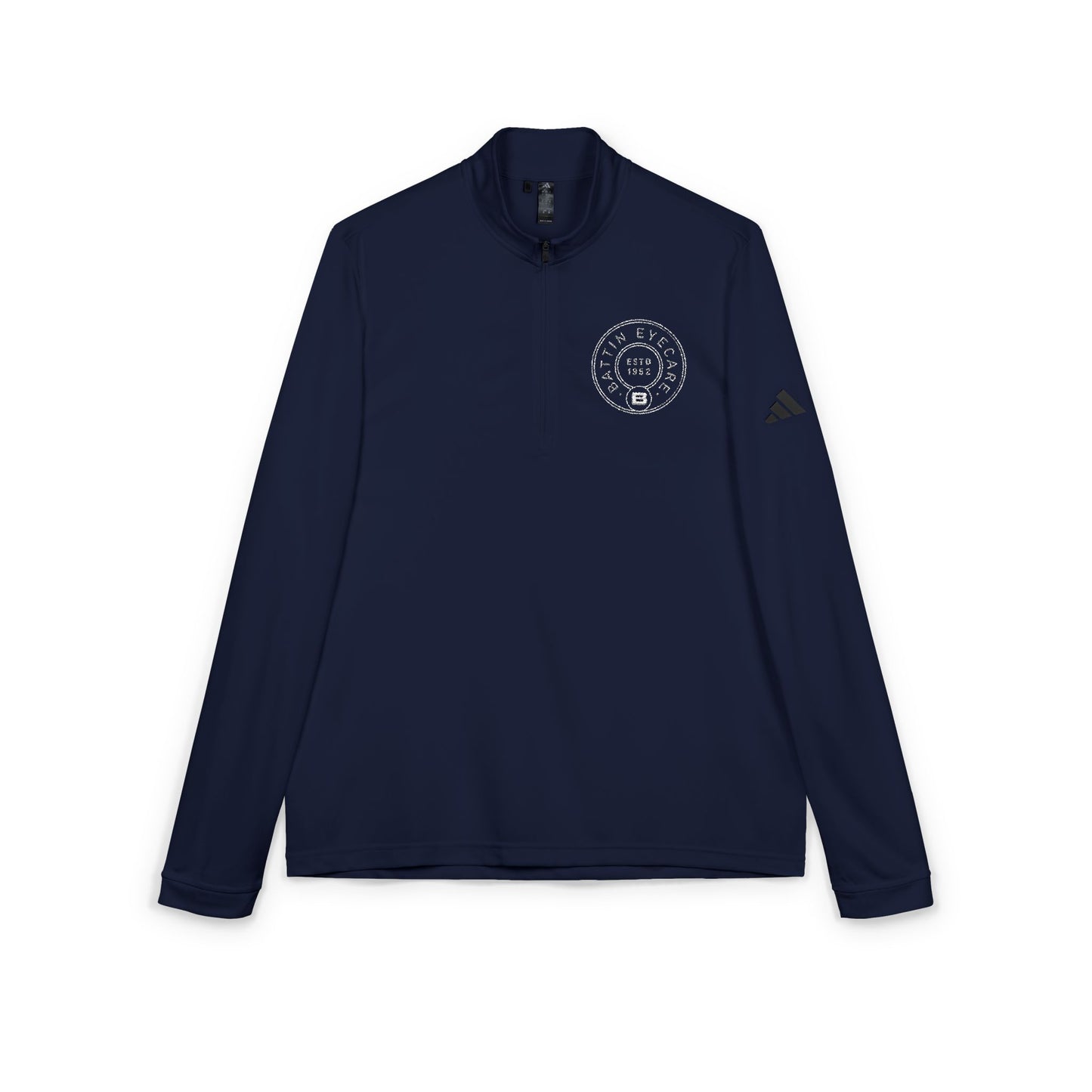 Crest Embroidered Adidas® Quarter-Zip Pullover: Navy