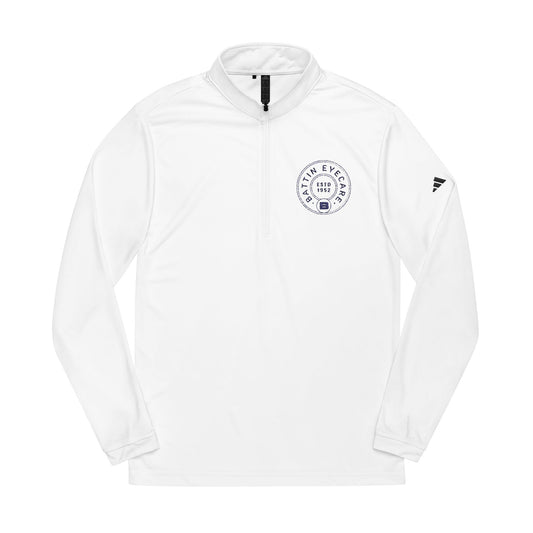 Crest Embroidered Adidas® Quarter-Zip Pullover: White